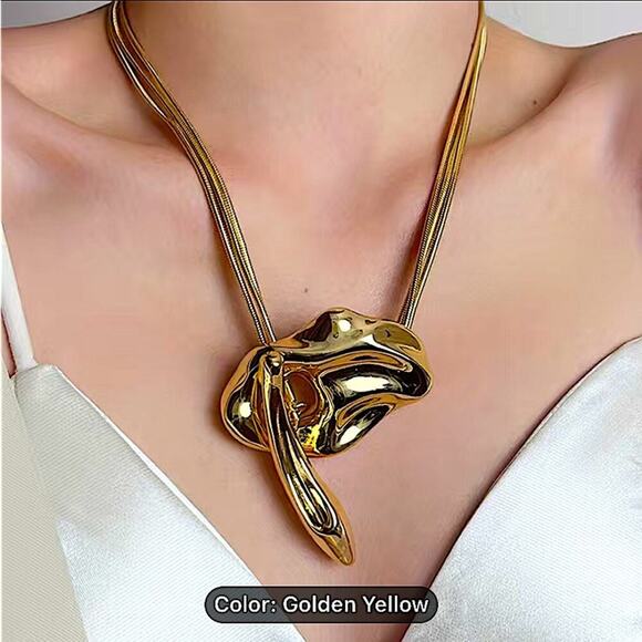 Gold Geometric Handmade Creative Design Necklace Party Event - Picture 5 of 5